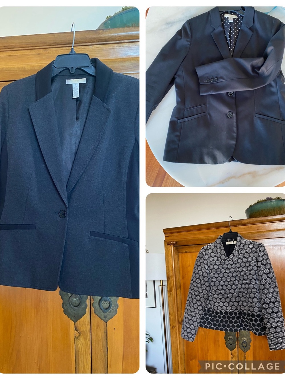 Lot of 3 Chicos Classic Black-grey -cream  Women's Blazer - chicos size 2is 12/L